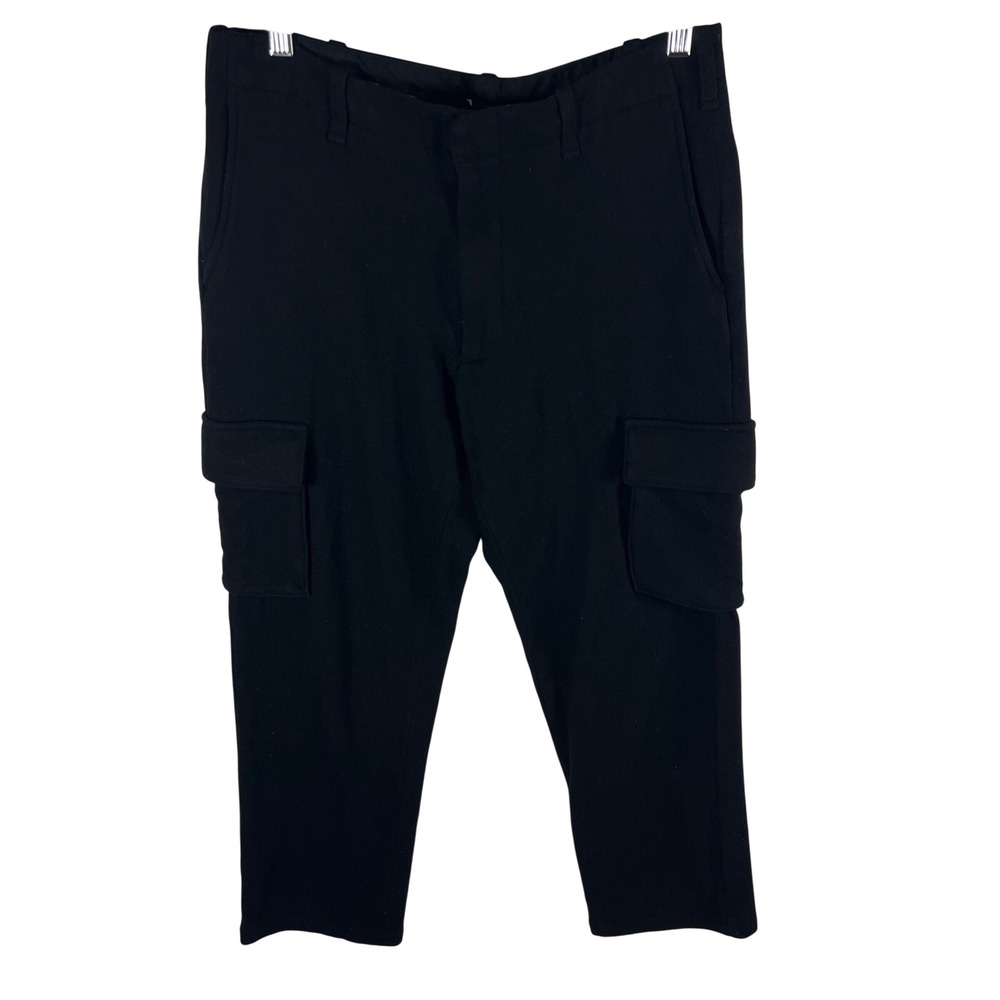 Vince Louie Straight Fit Cargo Pants Black Italian‎ Fabric Size 31 Wool Designer